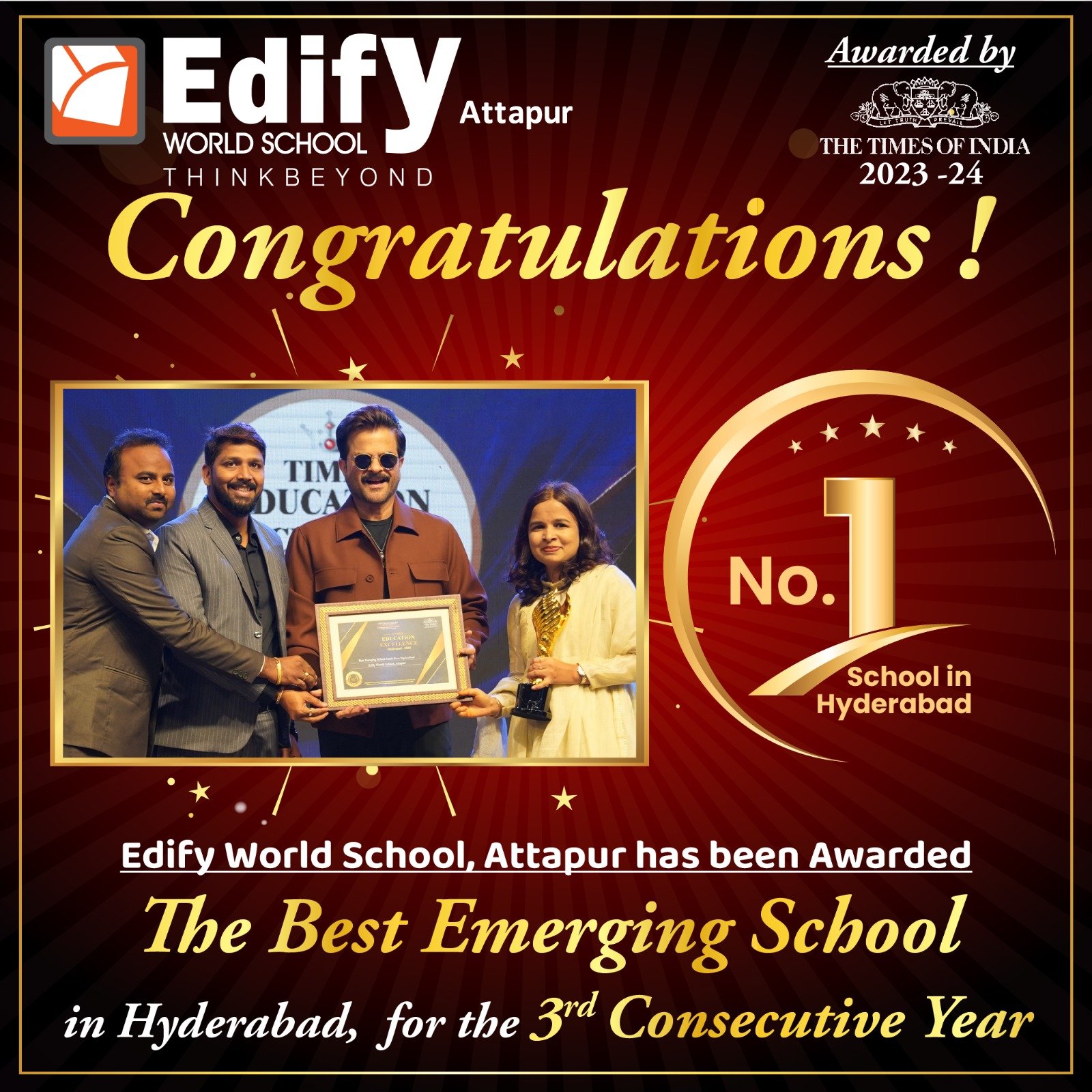 ●Photo gallery showcasing student life, academic celebrations, cultural events, and sports activities at Edify World School Attapur